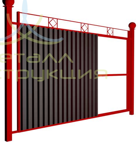 Комбинированный забор с профлистом КЗ-02